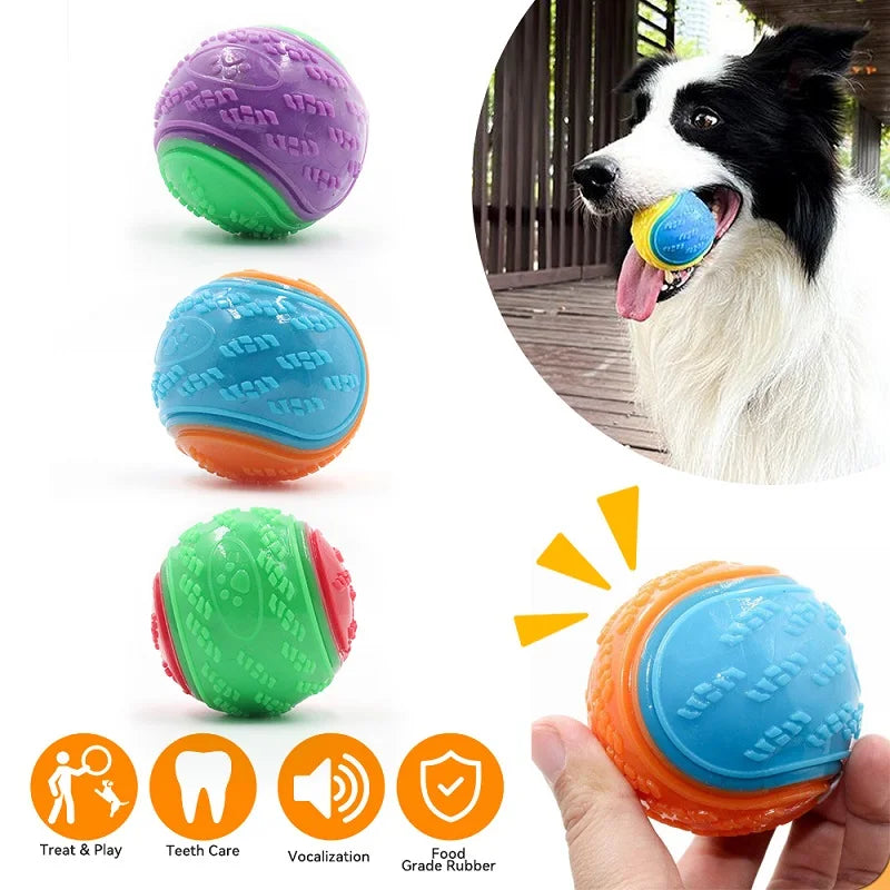 Interactive TPR Squeaky Dog Ball – Teeth Cleaning Chew Toy