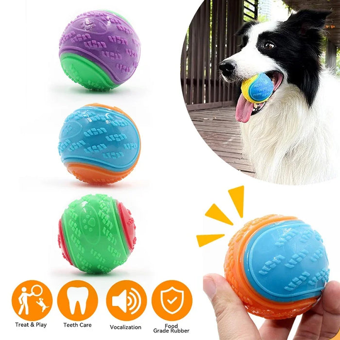 Interactive TPR Squeaky Dog Ball – Teeth Cleaning Chew Toy