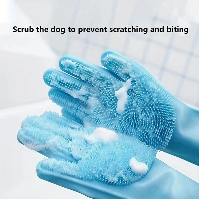 Pet Grooming & Bathing Silicone Cleaning Glove for Dogs & Cats
