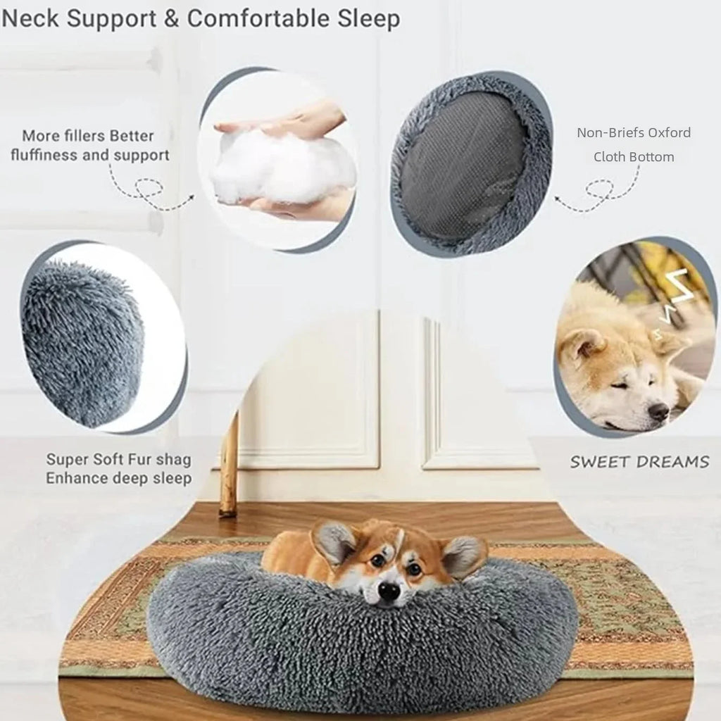 Luxury Round Plush Pet Bed for Dogs & Cats