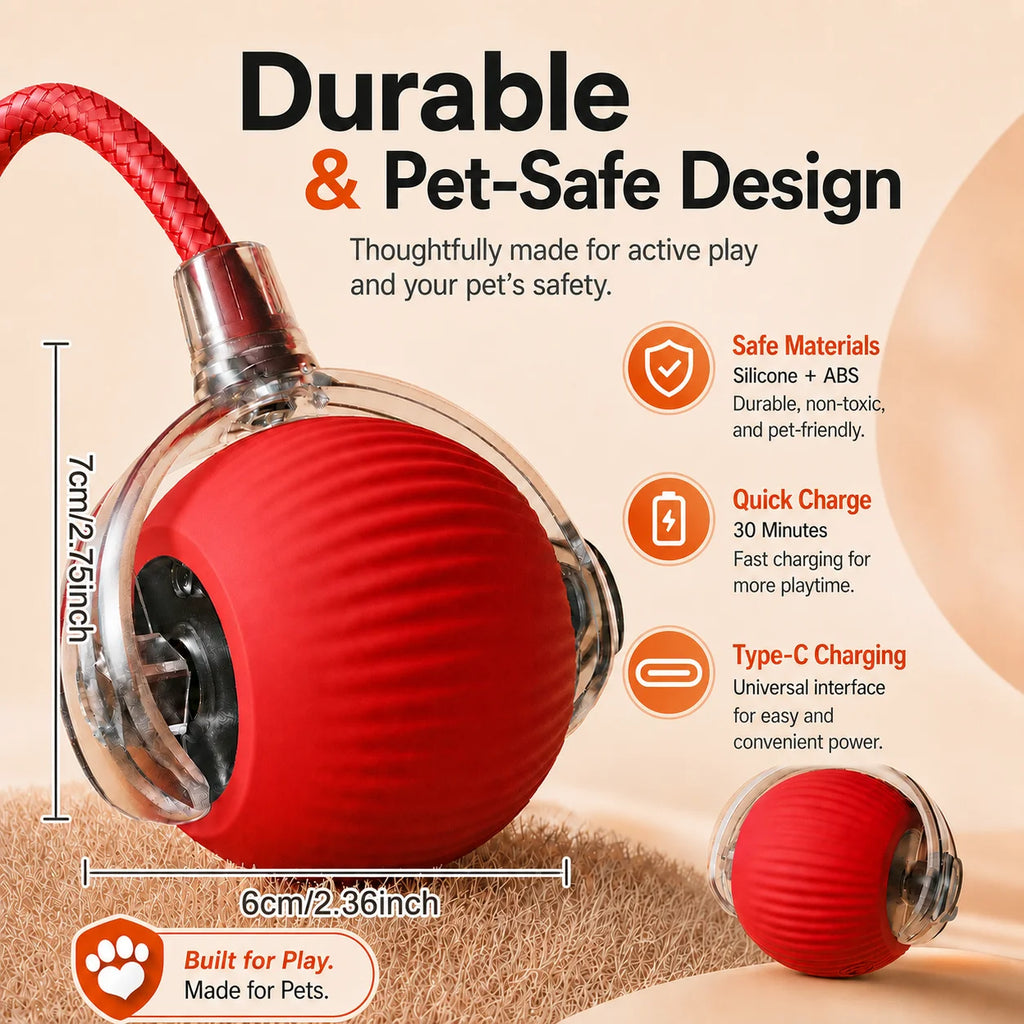 Rechargeable Interactive Rolling Dog Ball | Smart Automatic Dog Toy