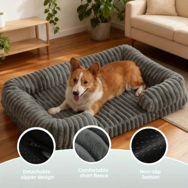 Luxury Orthopedic Washable Dog Sofa Bed | Soft Corduroy Pet Bed